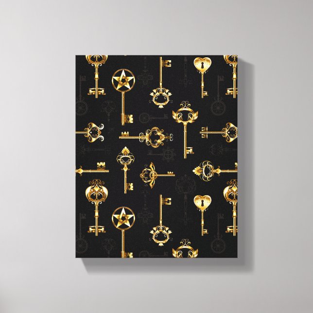 Seamless Pattern with Golden Keys Canvas Print (Front)
