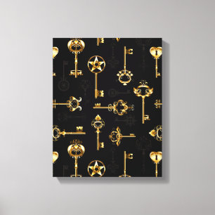 Seamless Pattern with Golden Keys Canvas Print
