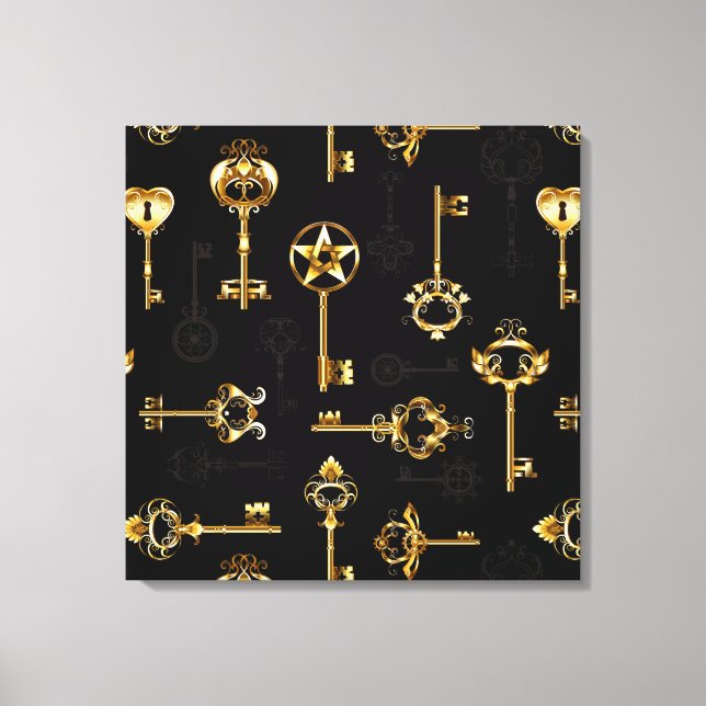 Seamless Pattern with Golden Keys Canvas Print (Front)