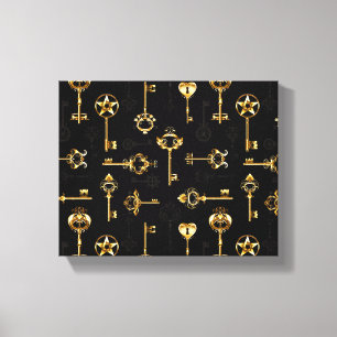 Seamless Pattern with Golden Keys Canvas Print