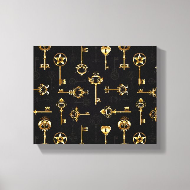 Seamless Pattern with Golden Keys Canvas Print (Front)