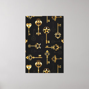 Seamless Pattern with Golden Keys Canvas Print