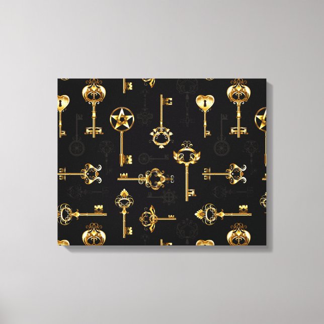 Seamless Pattern with Golden Keys Canvas Print (Front)