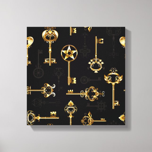 Seamless Pattern with Golden Keys Canvas Print (Front)