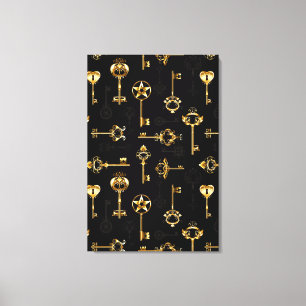 Seamless Pattern with Golden Keys Canvas Print
