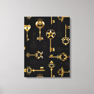 Seamless Pattern with Golden Keys Canvas Print