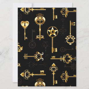 Seamless Pattern with Golden Keys Card