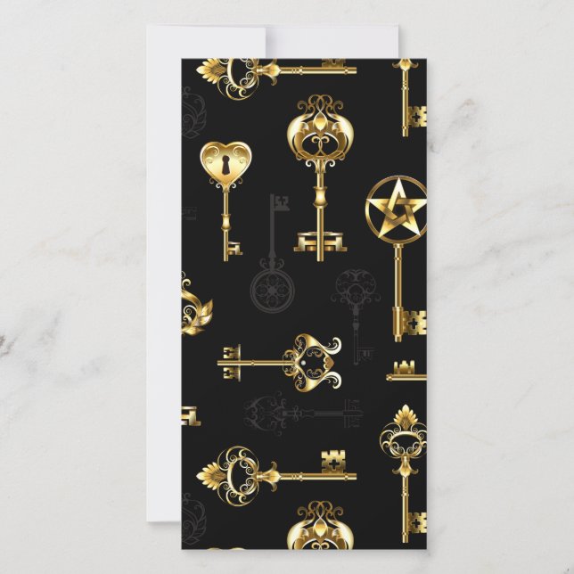 Seamless Pattern with Golden Keys Card (Front)