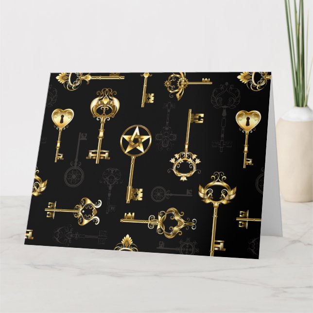 Seamless Pattern with Golden Keys Card (Front)