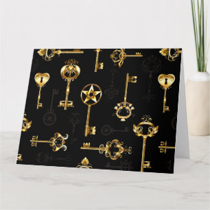 Seamless Pattern with Golden Keys Card