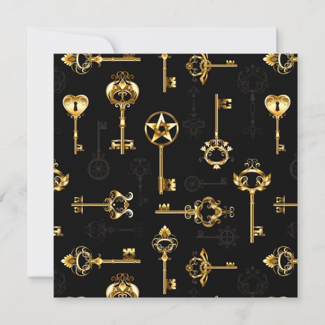 Seamless Pattern with Golden Keys Card (Front)