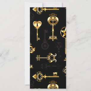 Seamless Pattern with Golden Keys Card