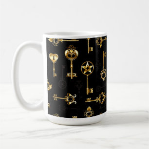 Seamless Pattern with Golden Keys Coffee Mug