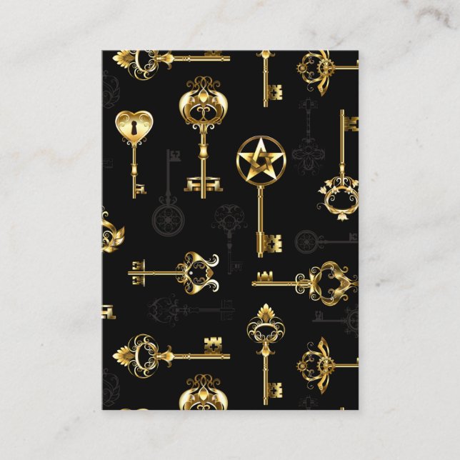 Seamless Pattern with Golden Keys Discount Card (Front)