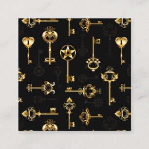 Seamless Pattern with Golden Keys Discount Card