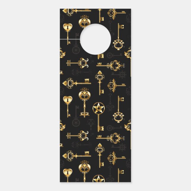 Seamless Pattern with Golden Keys Door Hanger (Front)