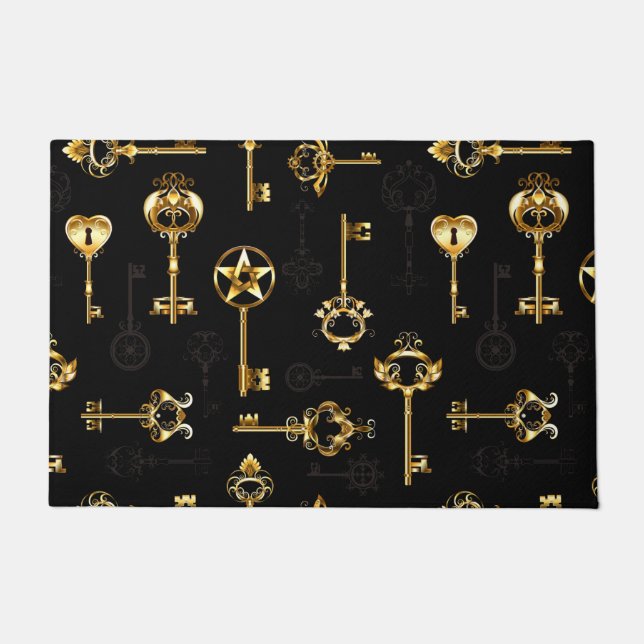 Seamless Pattern with Golden Keys Doormat (Front)