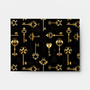 Seamless Pattern with Golden Keys Envelope