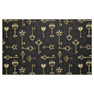 Seamless Pattern with Golden Keys Fabric