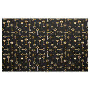 Seamless Pattern with Golden Keys Fabric