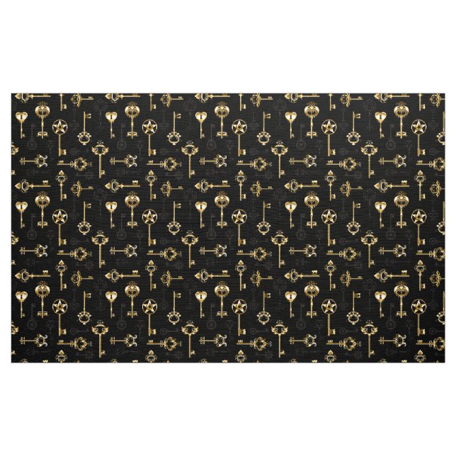Seamless Pattern with Golden Keys Fabric (Yard)