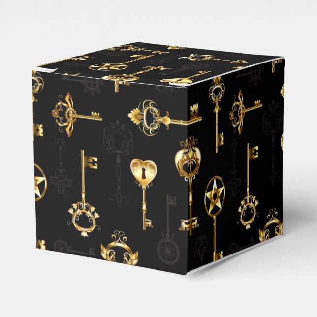 Seamless Pattern with Golden Keys Favor Box (Front Side)