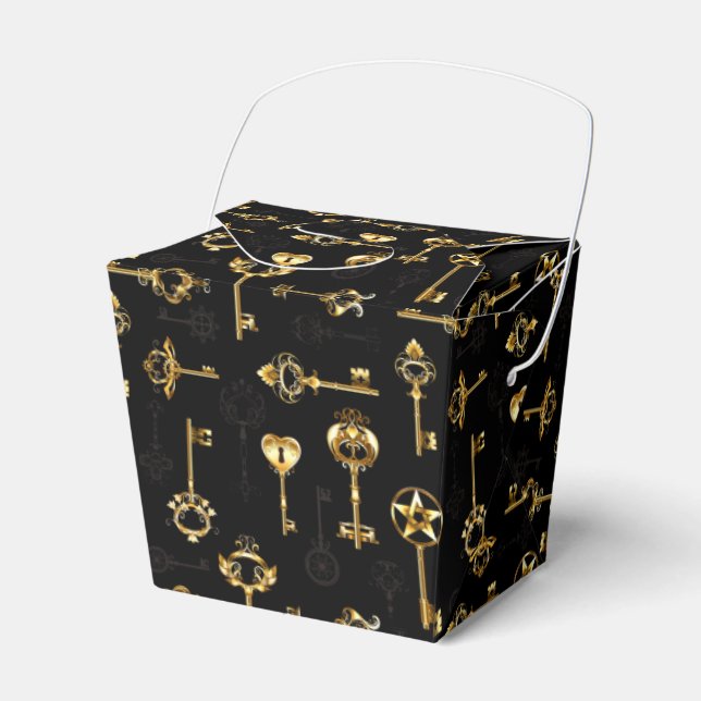Seamless Pattern with Golden Keys Favor Box (Front Side)