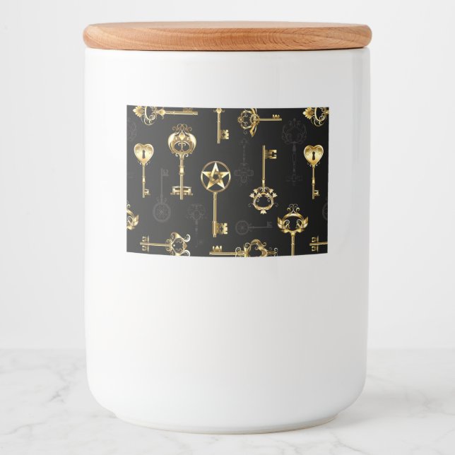 Seamless Pattern with Golden Keys Food Label (Front)