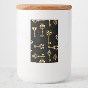 Seamless Pattern with Golden Keys Food Label