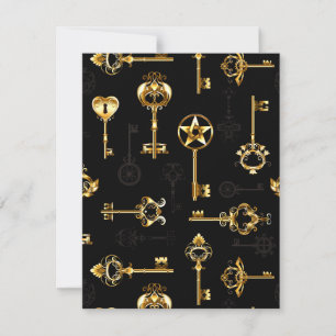 Seamless Pattern with Golden Keys Holiday Card