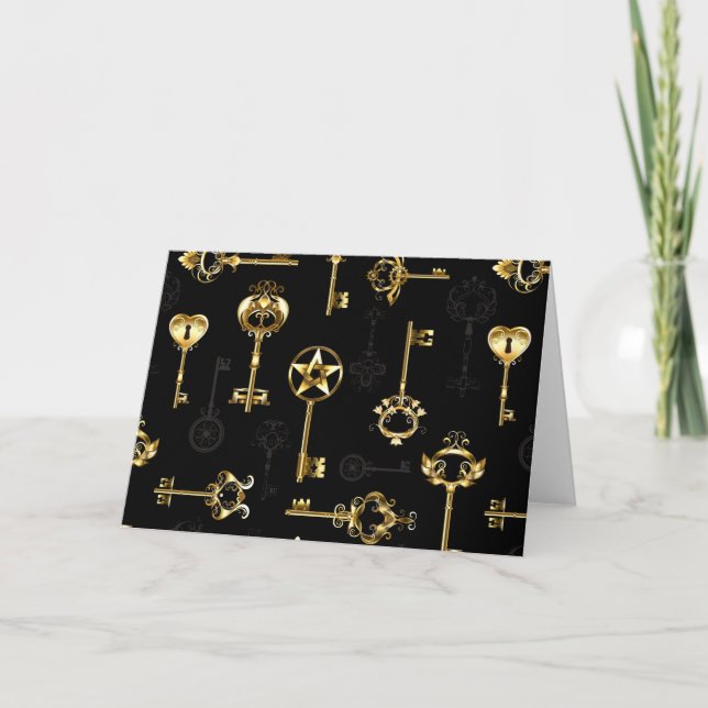 Seamless Pattern with Golden Keys Invitation (Front)