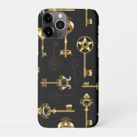 Seamless Pattern with Golden Keys