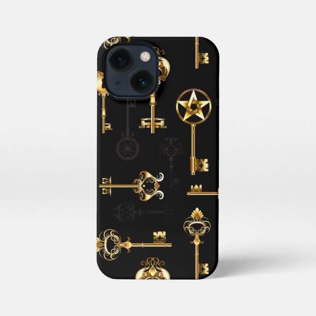 Seamless Pattern with Golden Keys iPhone Case (Back)