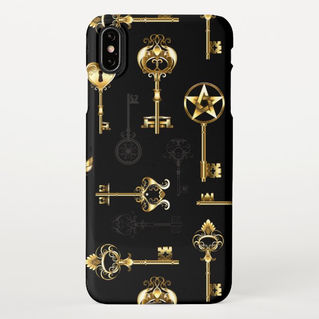 Seamless Pattern with Golden Keys iPhone Case (Back)