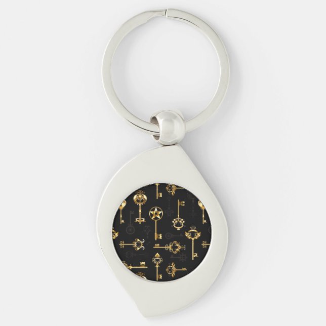 Seamless Pattern with Golden Keys Keychain (Front)