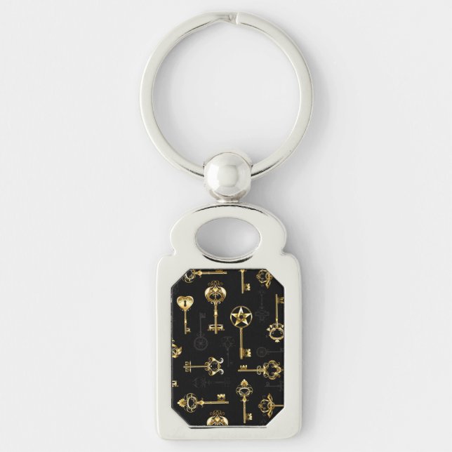 Seamless Pattern with Golden Keys Keychain (Front)