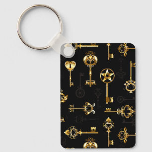 Seamless Pattern with Golden Keys Keychain
