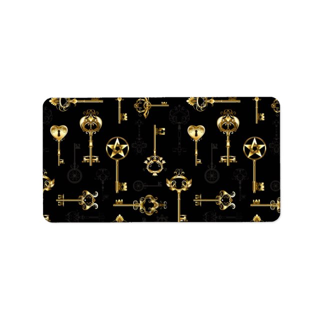 Seamless Pattern with Golden Keys Label (Front)