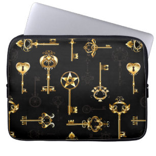 Seamless Pattern with Golden Keys Laptop Sleeve