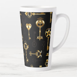 Seamless Pattern with Golden Keys Latte Mug
