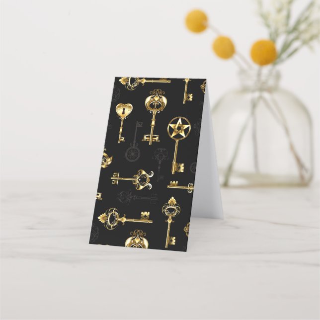 Seamless Pattern with Golden Keys Loyalty Card (Back)