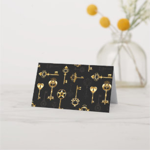 Seamless Pattern with Golden Keys Loyalty Card