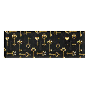 Seamless Pattern with Golden Keys Name Tag