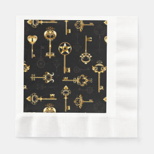 Seamless Pattern with Golden Keys Napkin