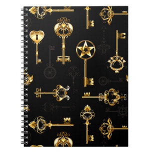 Seamless Pattern with Golden Keys Notebook