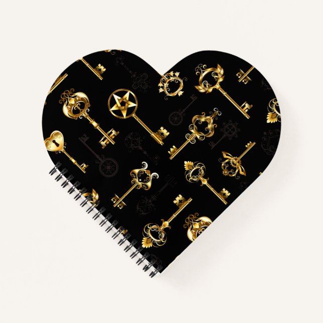 Seamless Pattern with Golden Keys Notebook (Front)