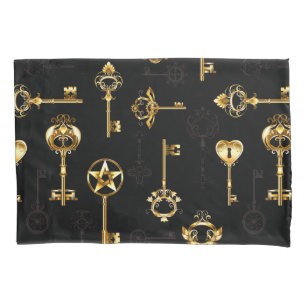 Seamless Pattern with Golden Keys Pillowcase