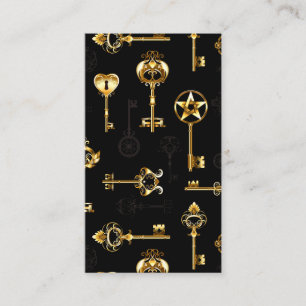 Seamless Pattern with Golden Keys Place Card