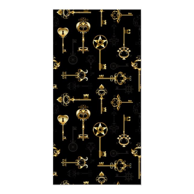 Seamless Pattern with Golden Keys Poster (Front)