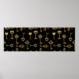Seamless Pattern with Golden Keys Poster
